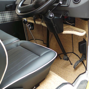 Picture of Carpet Set in a Brazilian Volkswagen Camper. Sisal Bude with Black Trim